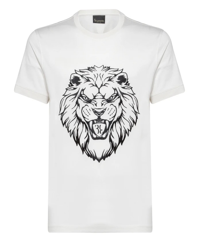 

Футболка с круглым вырезом и изображением льва. Billionaire, белый
