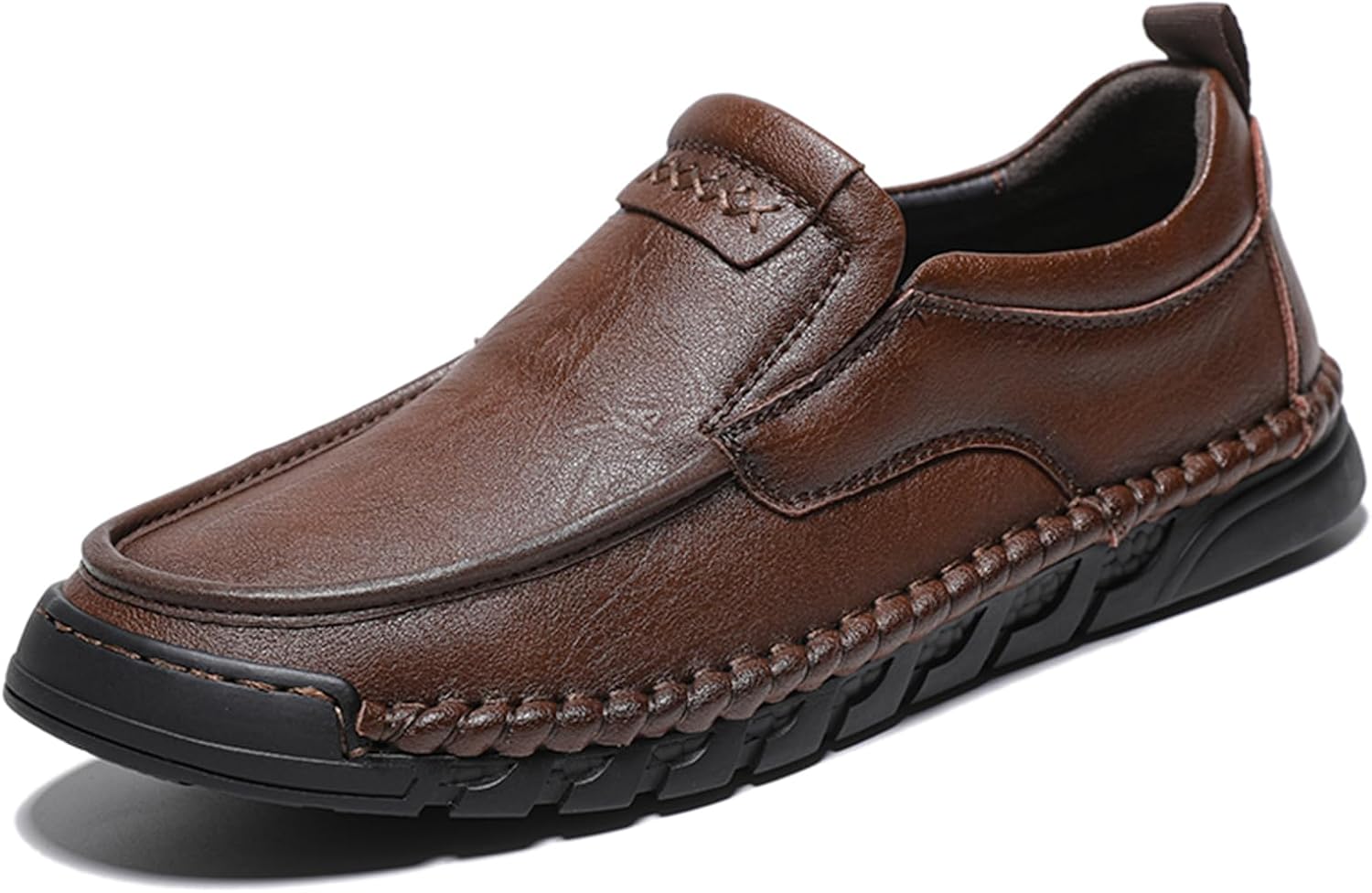 

Мужские повседневные туфли ручной работы из кожи: лоферы, классические туфли для вождения, дышащие, модные, для ходьбы, работы, офиса, бизнеса Abborora, коричневый