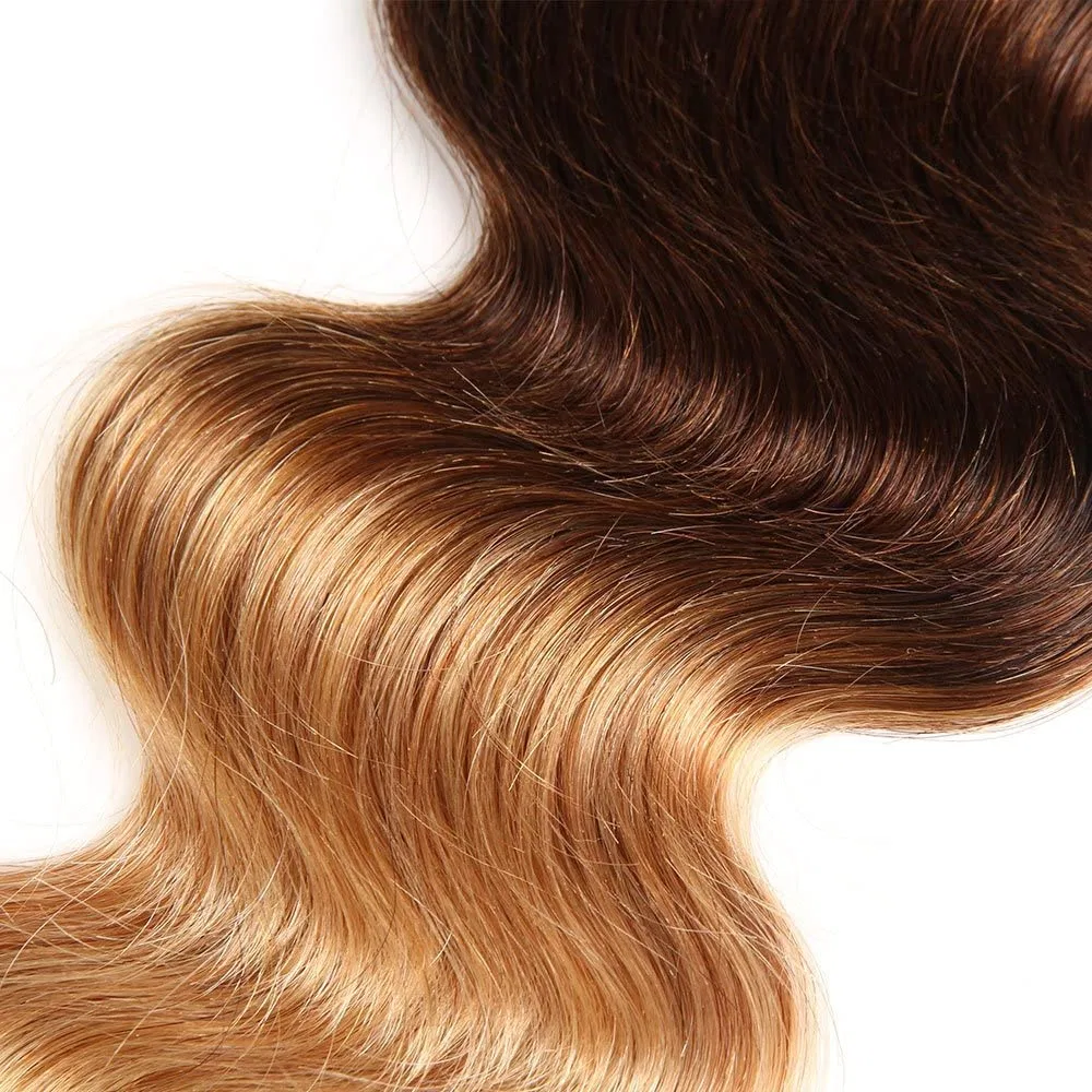 Натуральные волосы для наращивания «Ombre Brazilian Hair Body Wave» с застежкой Elee'S Hair, 3 Bundles With Closure — фото 3