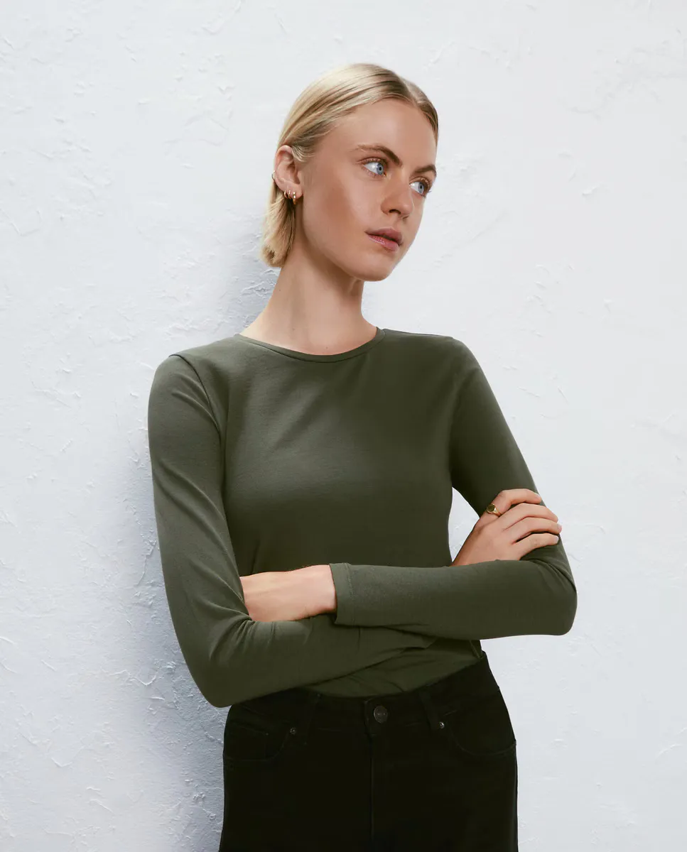 

Женская базовая футболка с длинными рукавами и круглым вырезом Easy Wear, зеленый