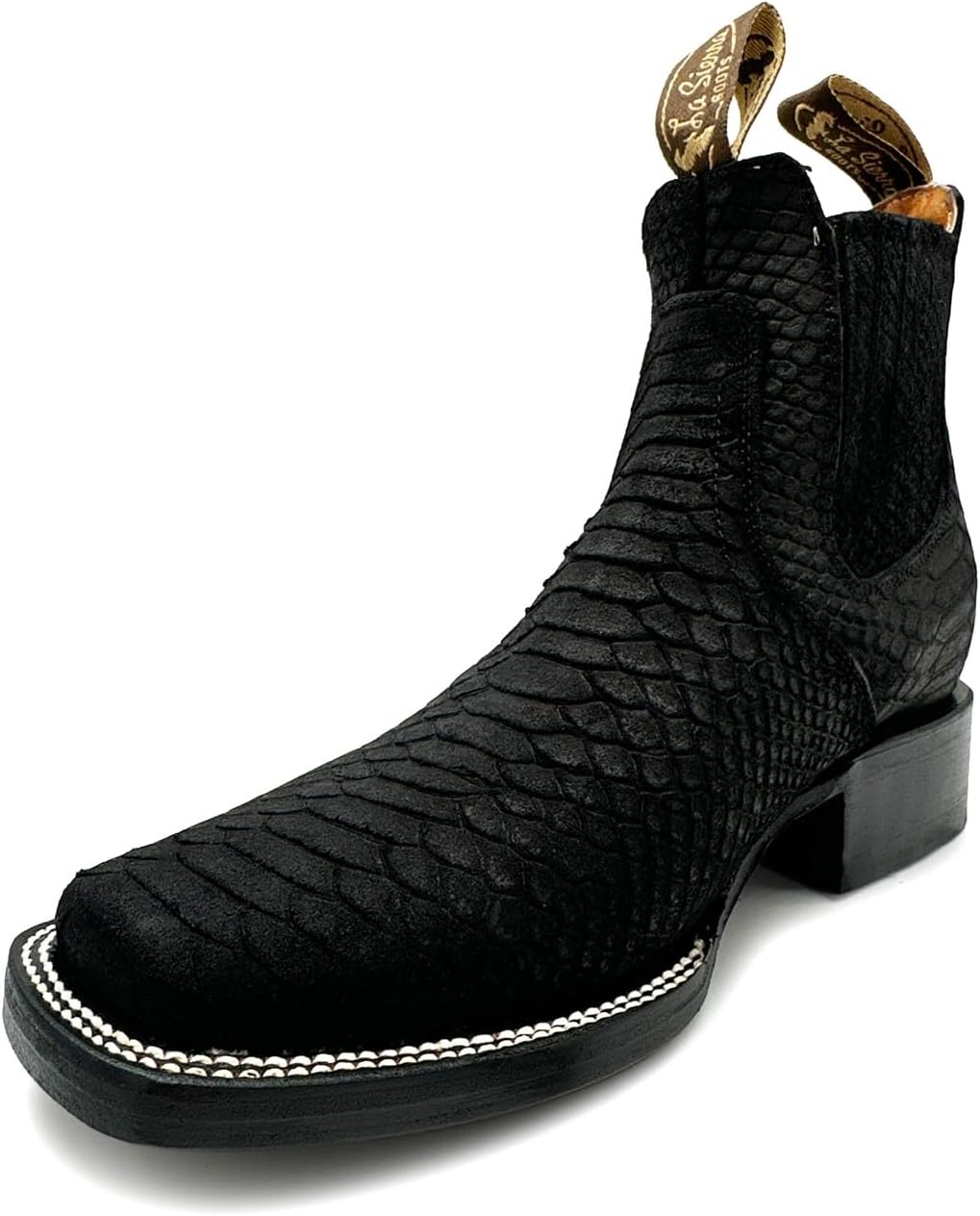 

Мужские ковбойские ботинки Western Shops из натуральной кожи с квадратным носком и тиснением под питона и змеи, короткие, до щиколотки The Western Shops, черный