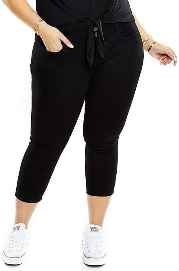 

Женские джинсы-капри Plus Size Stretch с высокой талией, темно-синие и черные 1826 Jeans