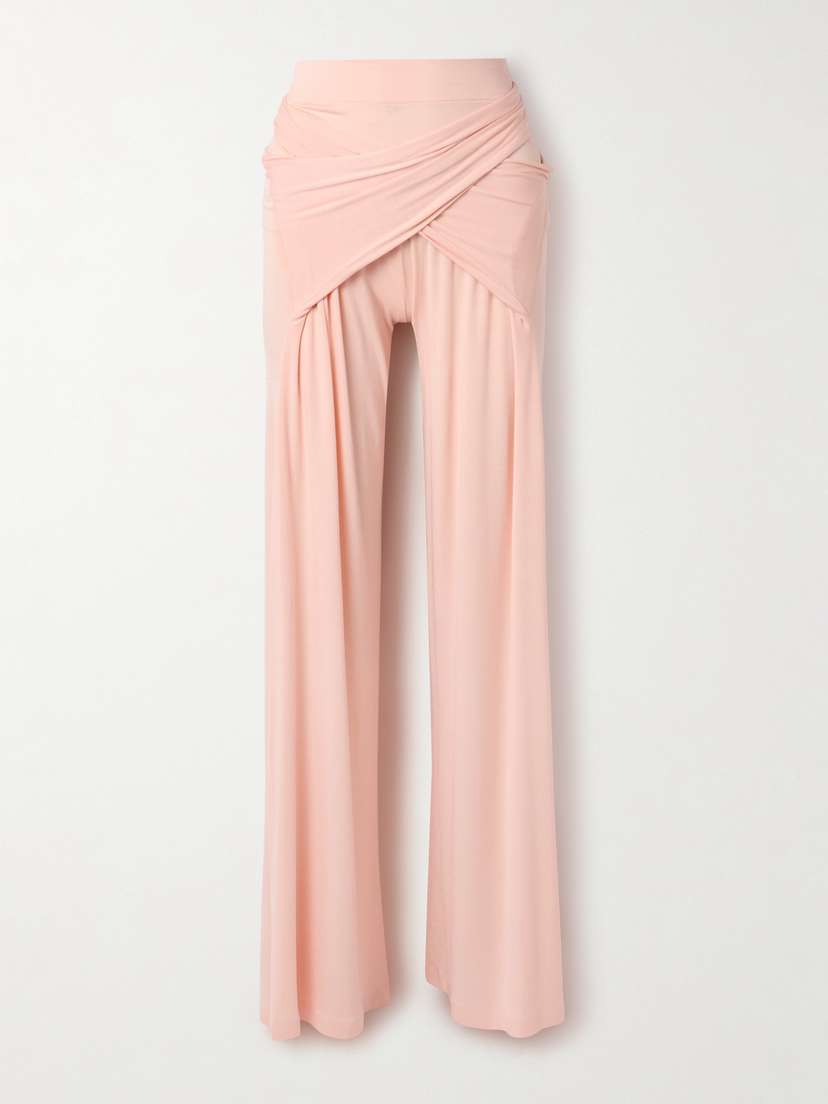 

Широкие брюки из эластичного трикотажа с эффектом запаха в виде слона Norma Kamali, красный