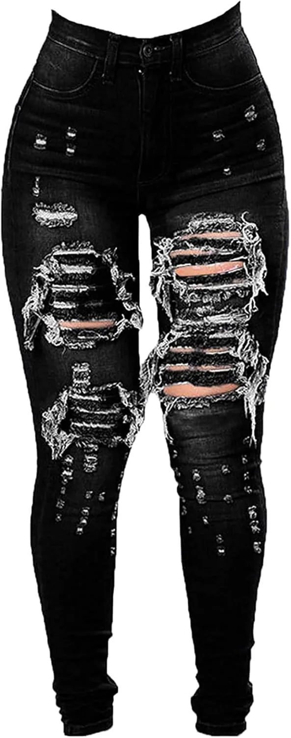 

Классические джинсы slim fit для женщин с эффектом подтяжки QOAAIE