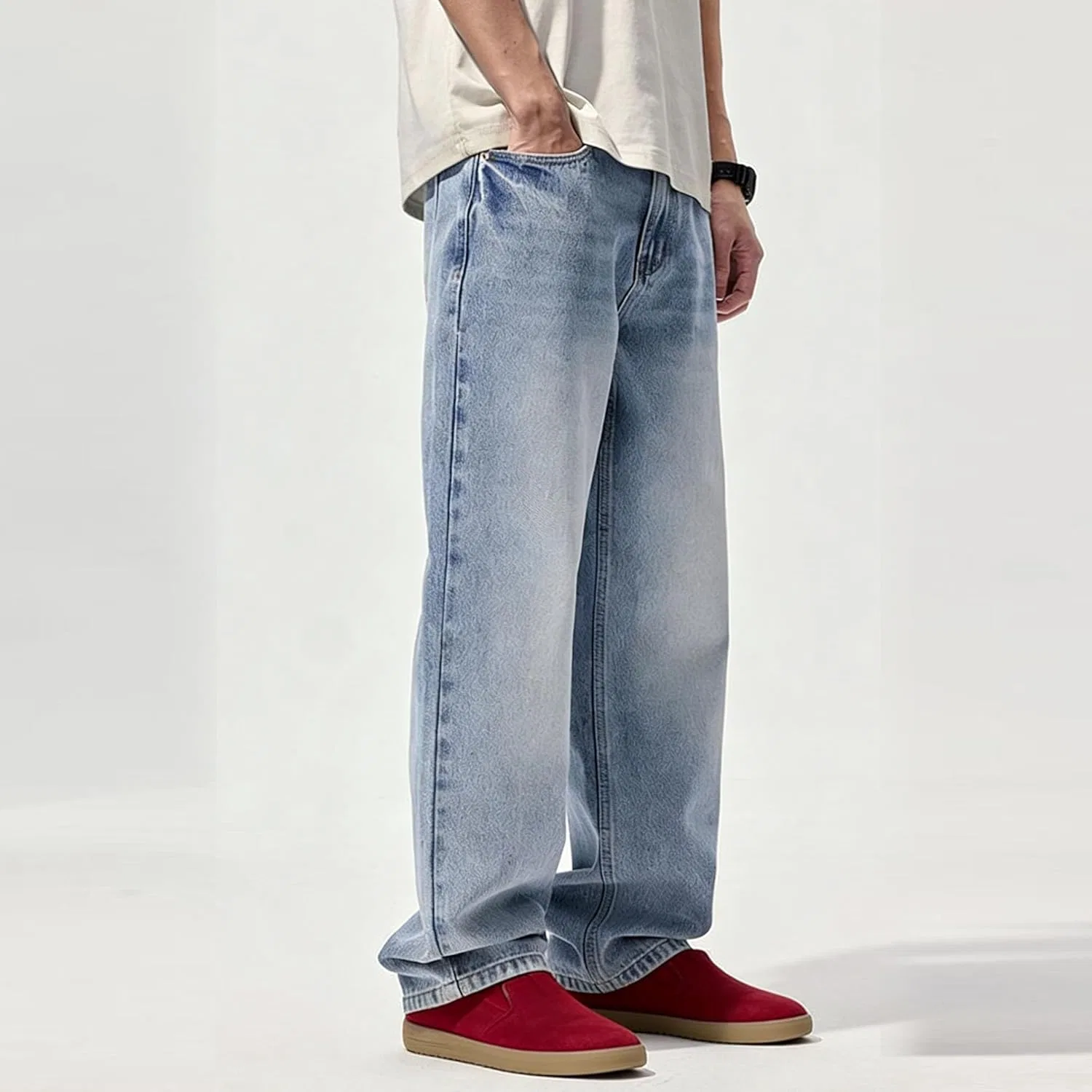 Джинсы Casual Distressed, светло-синий — фото 2