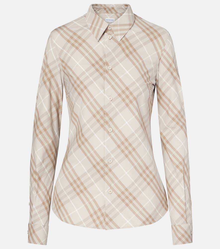 

Хлопковая поплиновая рубашка Burberry, Stone Grey Ip Check