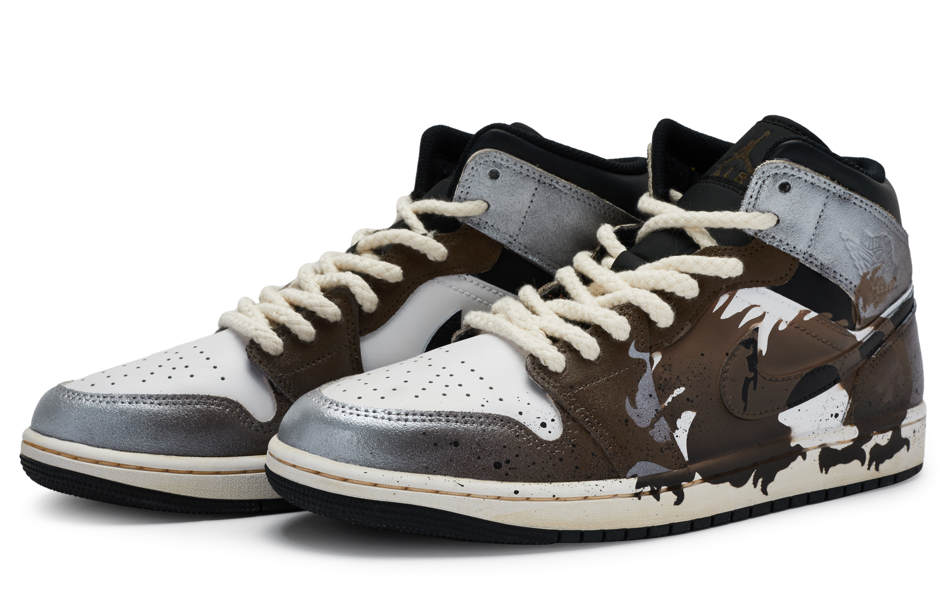 

Jordan Air Jordan 1 винтажные баскетбольные кроссовки мужские, Silver, brown, white, black