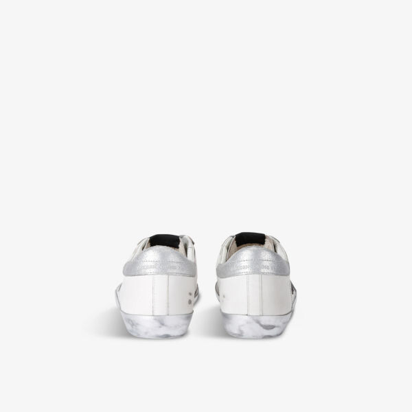 Низкие кожаные кроссовки с логотипом Super-Star Golden Goose, серебряный — фото 4