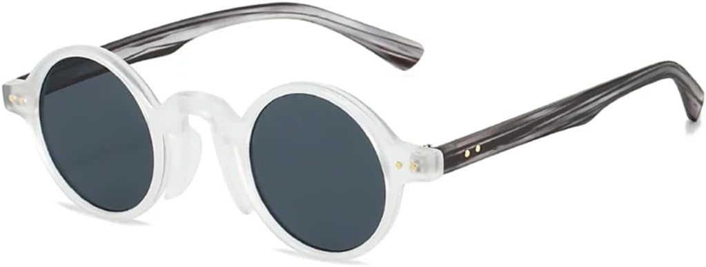 

Модные маленькие круглые солнцезащитные очки для женщин в стиле ретро с заклепками, панк, прозрачные градиентные, защита от УФ-излучения UV400 для мужчин UUPTTPL, Transparent Grey