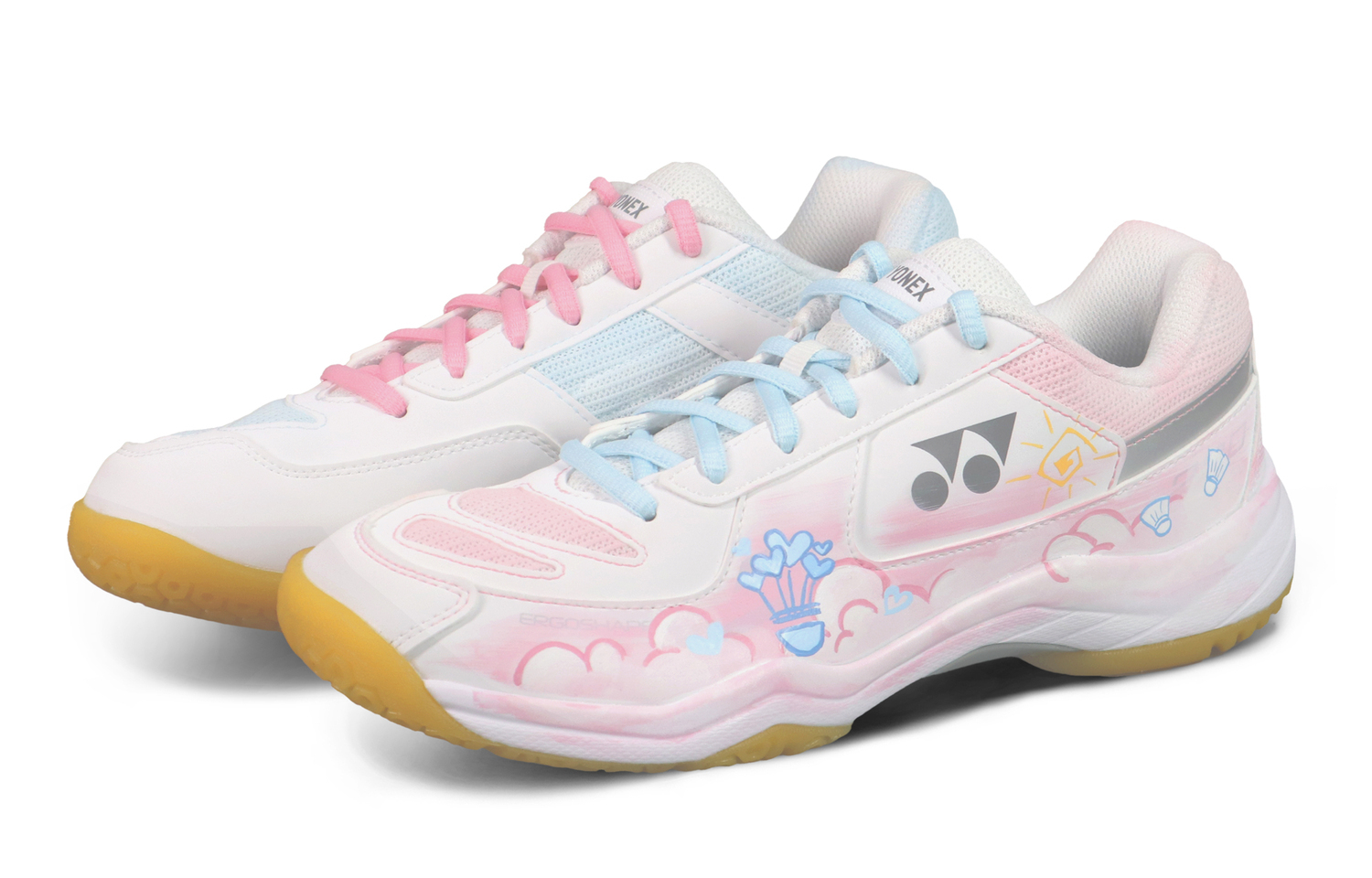 

YONEX Power Cushion амортизация и устойчивость к истиранию низкие кроссовки для бадминтона Unisex розовый синий Mismatched