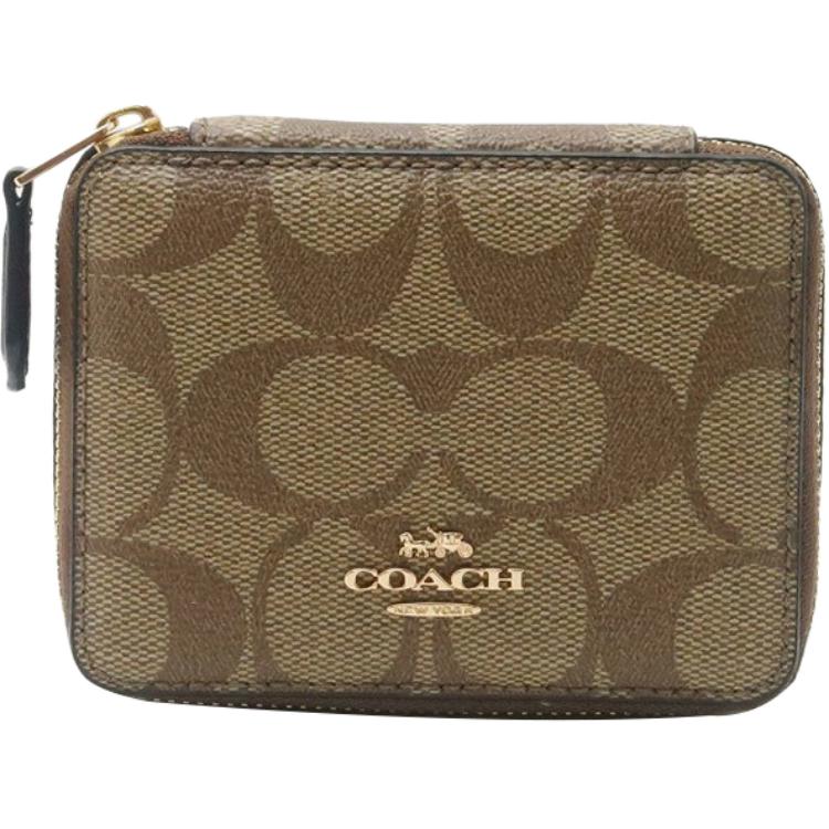 

COACH Холщовая сумка с кожаной аптечкой дорожная мини унисекс хаки