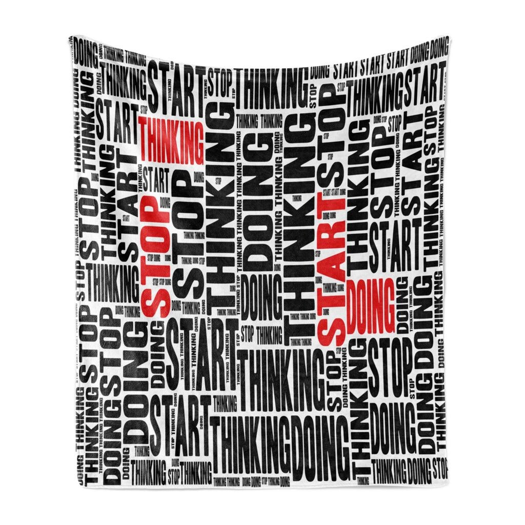 

ABAKUHAUS Хватит думать, начни, мягкое фланелевое флисовое одеяло, Horizontal Written Phrase Concept Artsy, 175 x 230 см, ярко-красный антрацитово-серый цвет