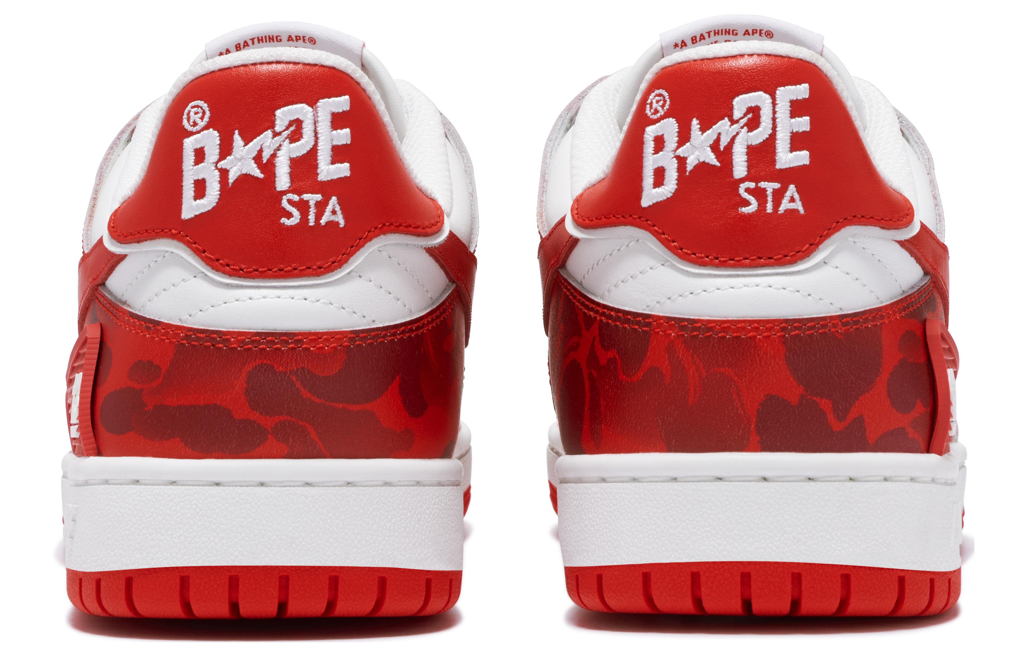 

Clutch Sta SK8 Low-Top Skateboard Shoes Men's White Red A BATHING APE