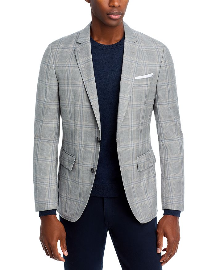 

Спортивное пальто Hutson Plaid Slim Fit BOSS, серый