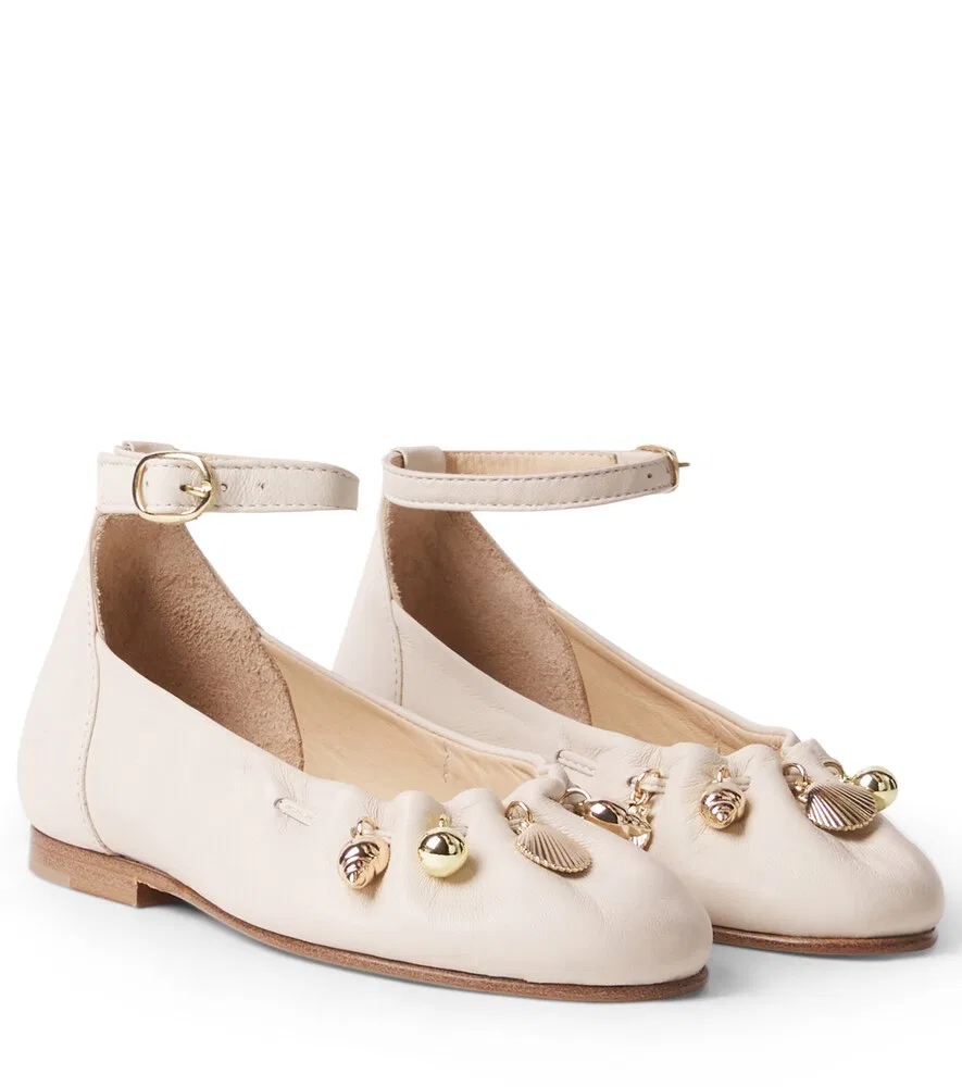 Балетки из декоративной кожи Chloé Kids, белый