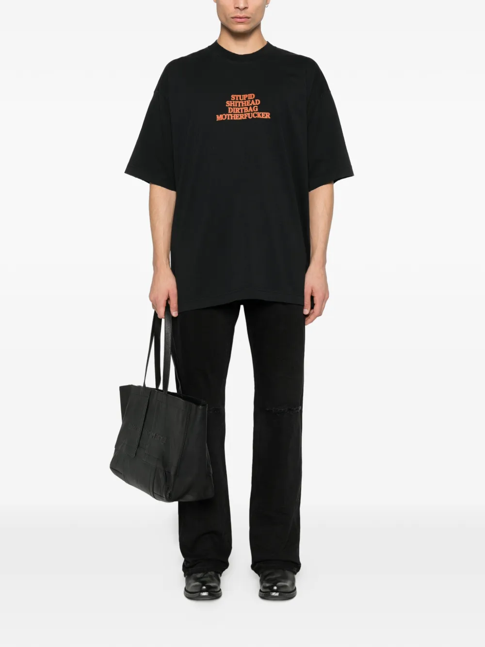 Футболка с текстовым принтом Vetements, черный — фото 2