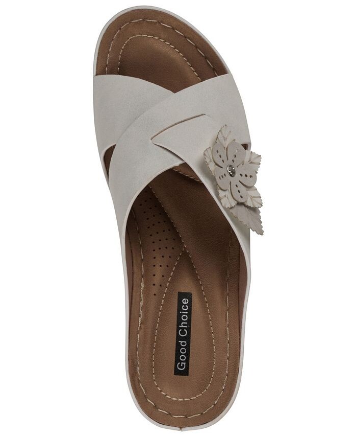 Женские босоножки Selly на танкетке с цветочным принтом GC Shoes, белый — фото 4