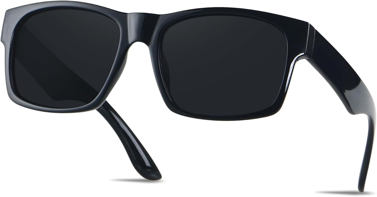 

Солнцезащитные очки LYZOIT Extra Large для мужчин с большой широкой головой, поляризованные, XXL, увеличенного квадратного размера, Glossy Black | Polarized Dark Black