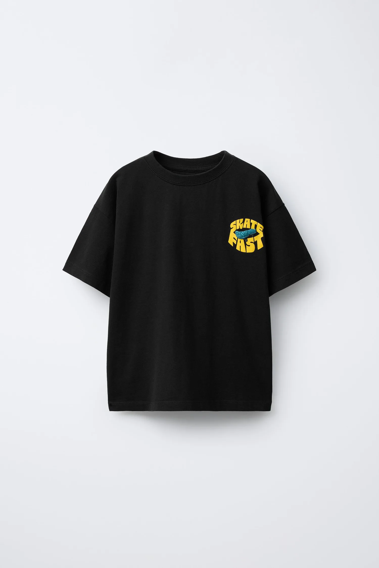 Футболка skate raised Zara, черно-белый