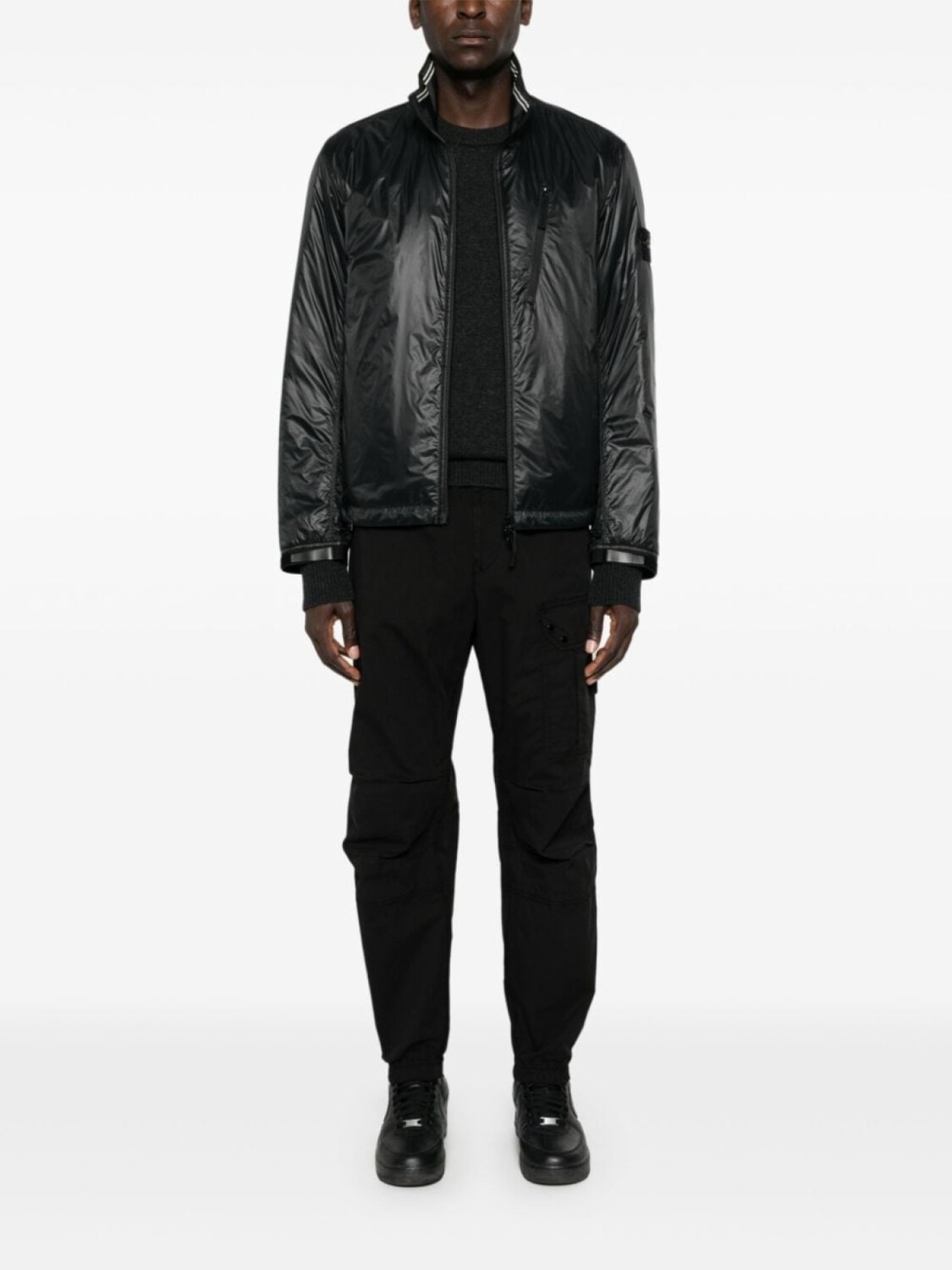 Stone Island легкая утепленная куртка с изображением компаса, черный — фото 2