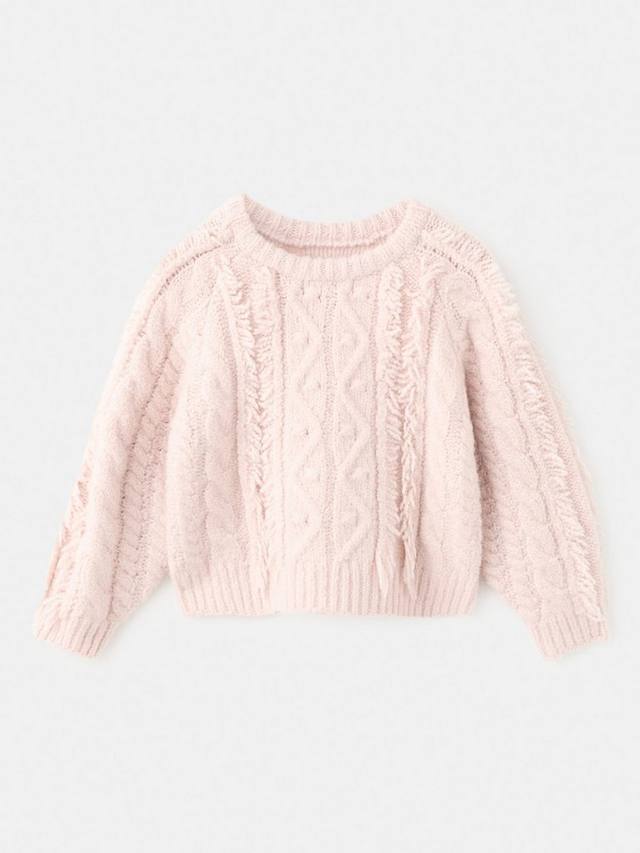 

Детский джемпер с круглым вырезом и бахромой Fleck Mango, Pink