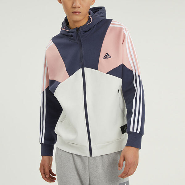 Куртка Men's adidas Logo Printing Contrasting Colors Color Block Hooded Jacket Autumn Multicolor, мультиколор — фото 3