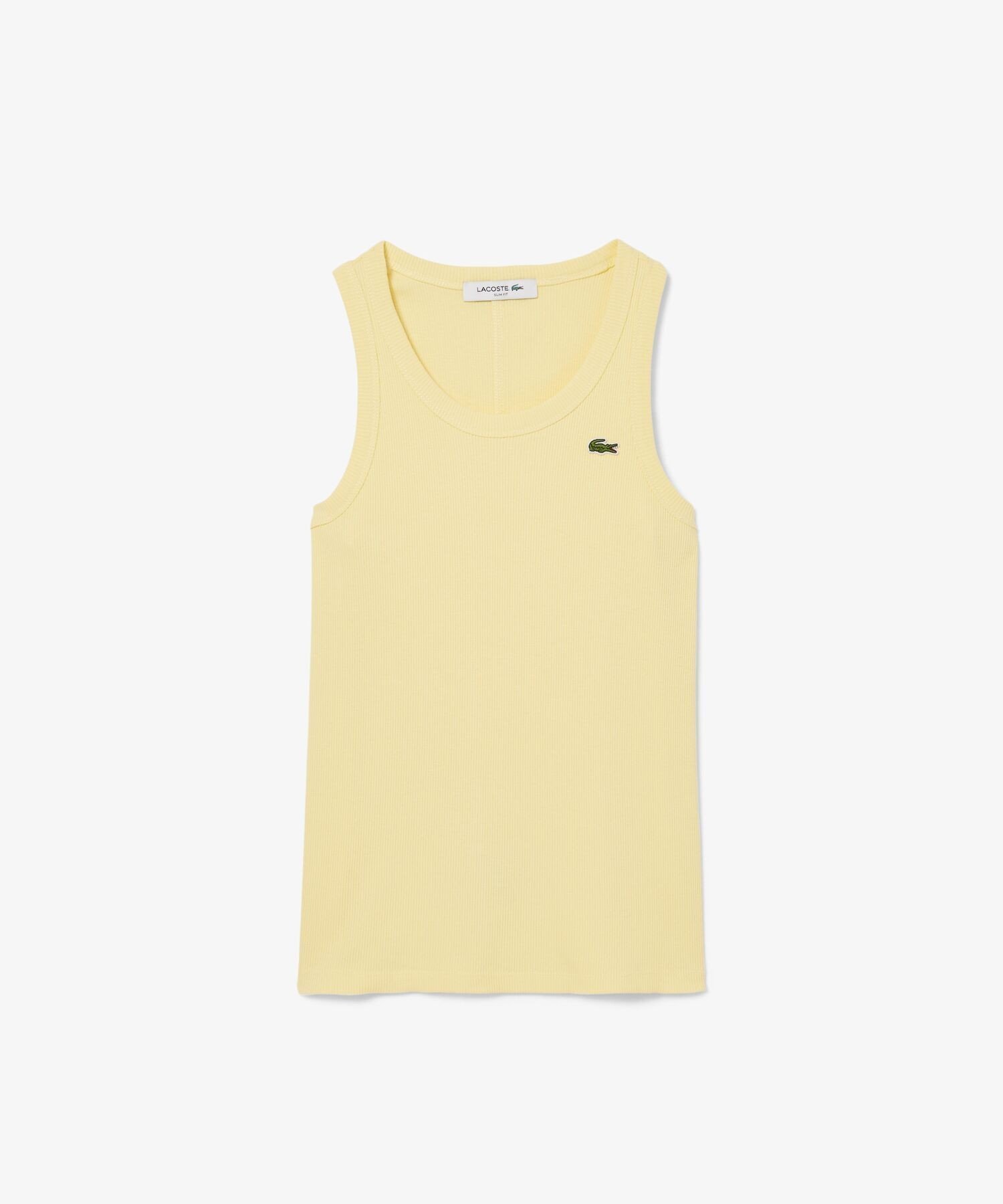 Майка LACOSTE One-Point, ребристая, Pale Yellow — фото 4