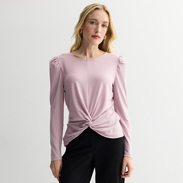 

Женский топ с длинными рукавами и скрученным передом Nine West, Washed Grape