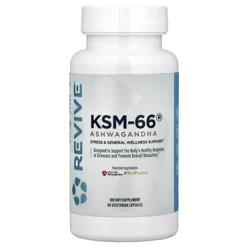 

Revive, KSM-66 ашваганда, 60 вегетарианских капсул