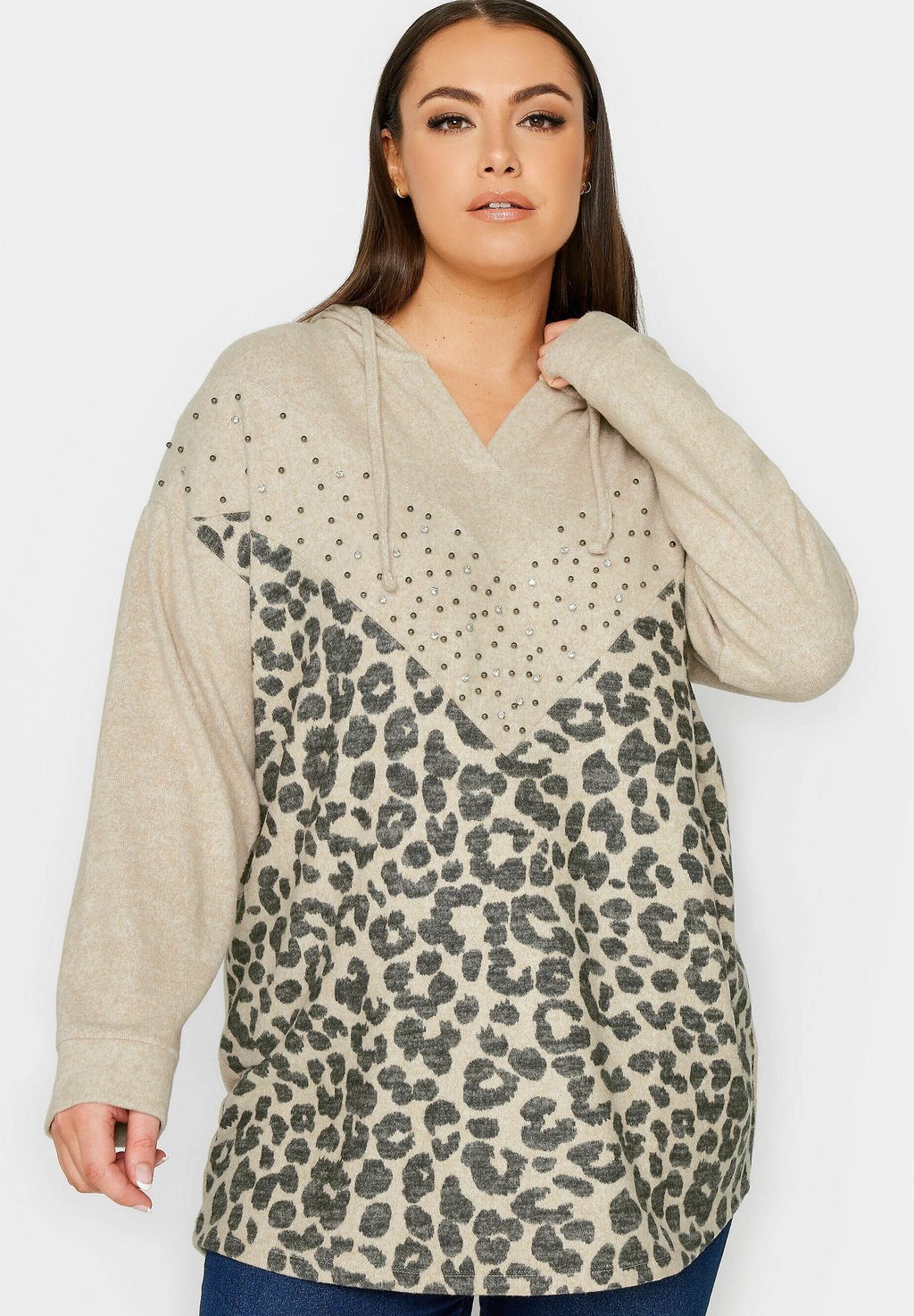 

Топ с длинными рукавами LEOPARD PRINT STUD - Hoodie Yours Clothing, бежевый