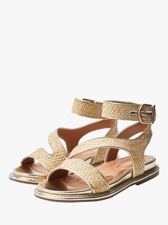 Нолана кожаные сандалии с ремешками Moda in Pelle, Natural/Gold — фото 2