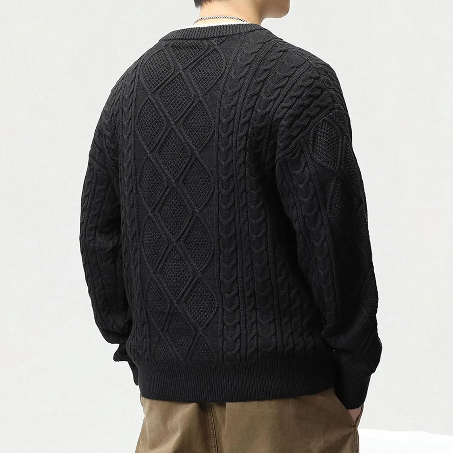 Свитер пуловер для мужчин Casual Loose Cable Knit — фото 2