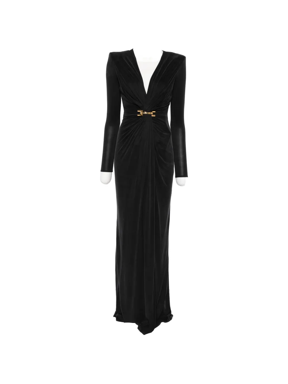 

Макси-платье с длинными рукавами и V-образным вырезом Elisabetta Franchi, черный