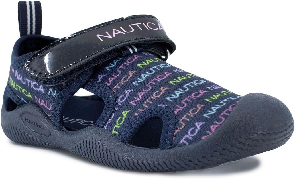 

Детские защитные водные сандалии Nautica с закрытым носком, Navy Rainbow Logo