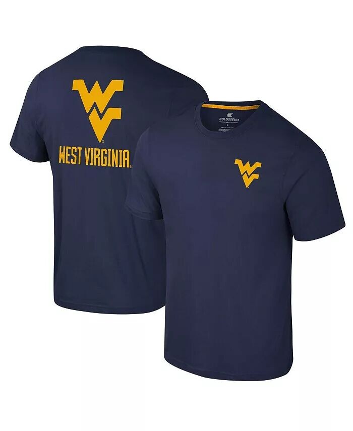 

Футболка мужская Navy West Virginia Mountaineers Logo Lockup 2-Hit Active Blend Colosseum