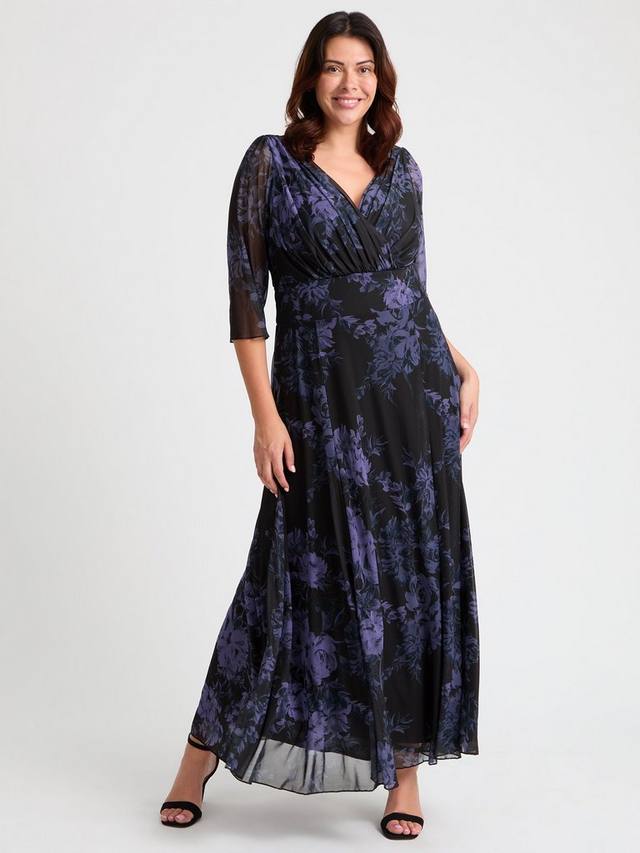 

Verity Floral Wrap Maxi Dress Scarlett & Jo, Black/Violet