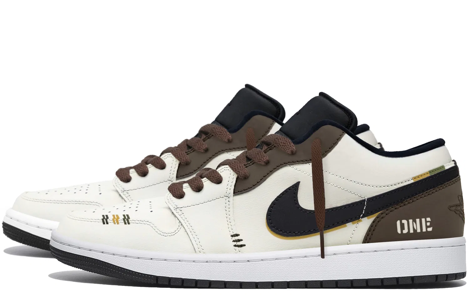 Кроссовки баскетбольные низкие Air Jordan 1 Low Beige White Brown — фото 4