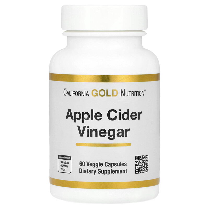 

California Gold Nutrition, яблочный уксус, 60 растительных капсул