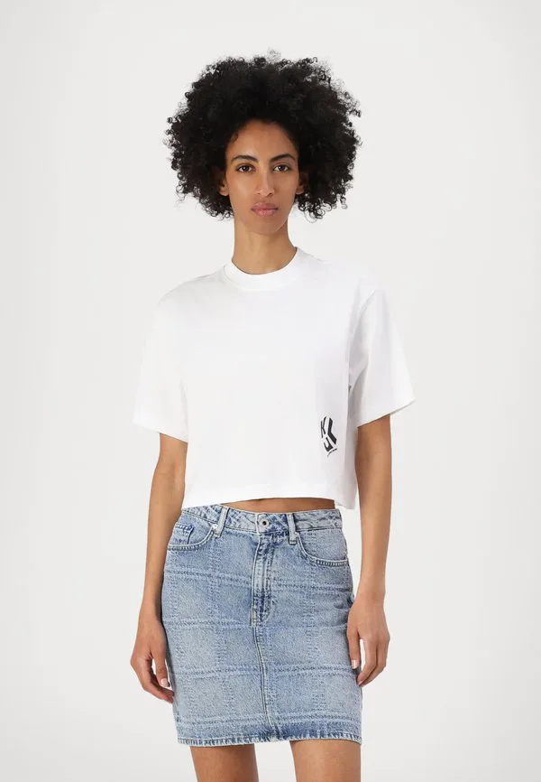 

Укороченная футболка с монограммой, базовая футболка Karl Lagerfeld Jeans, White, Белый, Укороченная футболка с монограммой, базовая футболка Karl Lagerfeld Jeans, White