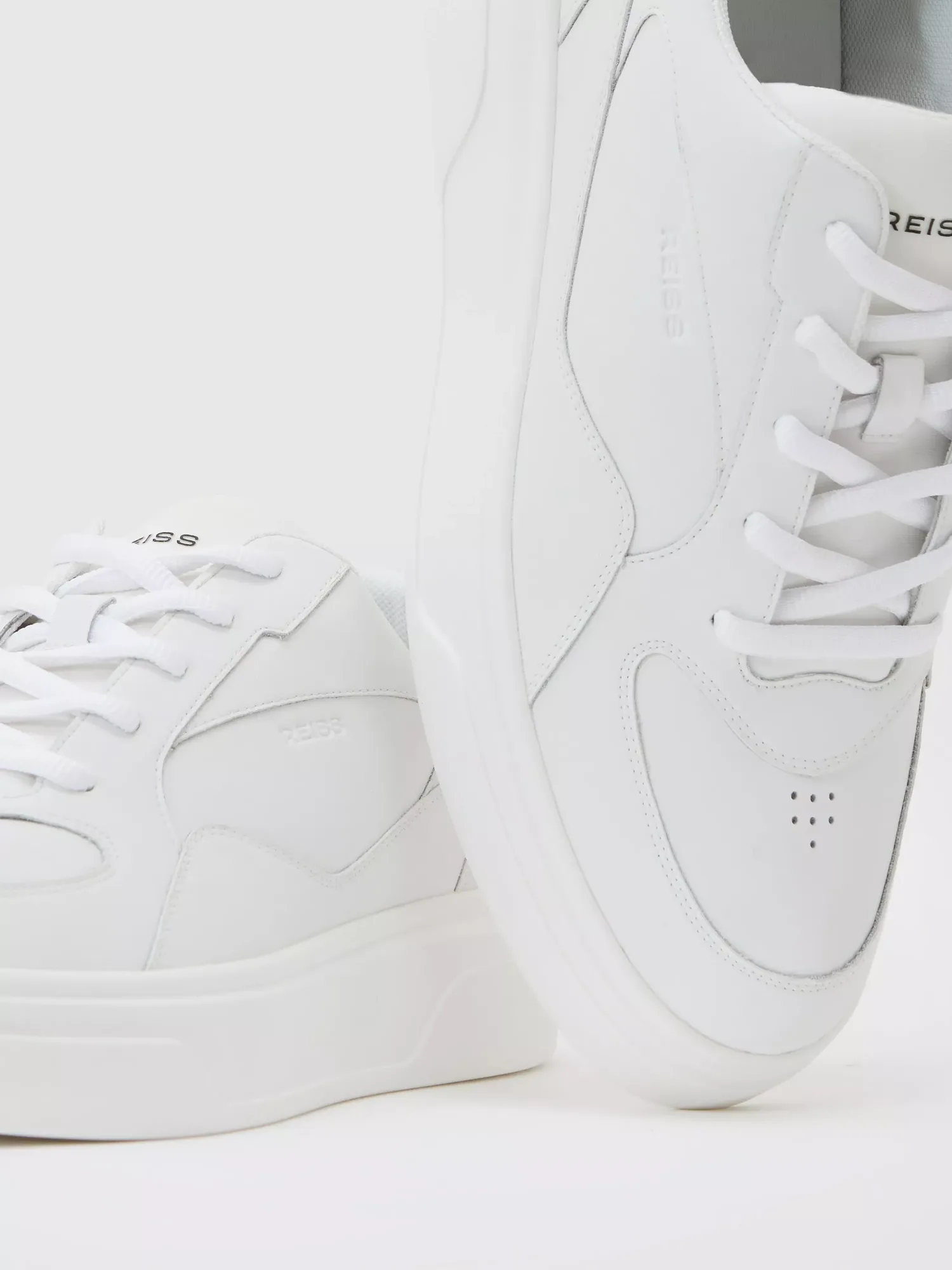 Кроссовки из литой кожи с толстой подошвой Reiss, White — фото 2