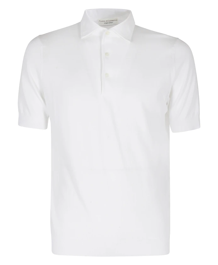 

Хлопковая рубашка-поло с тонкой отделкой. Filippo De Laurentiis, белый