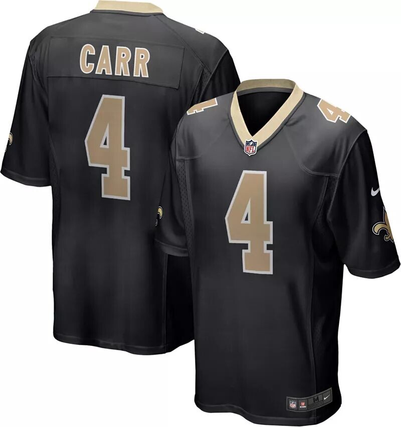 

Мужская черная игровая майка Nike New Orleans Saints Derek Carr #4