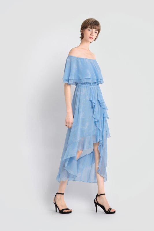 

Платье с рюшами Lily Apparel, синий