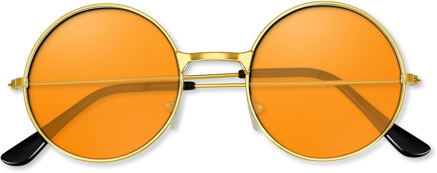 

Солнцезащитные очки в стиле хиппи 70-х годов, круглые, для вечеринки, украшение, солнцезащитные очки для женщин с цветной салфеткой для протирки очков BOUBONI, A07-orange