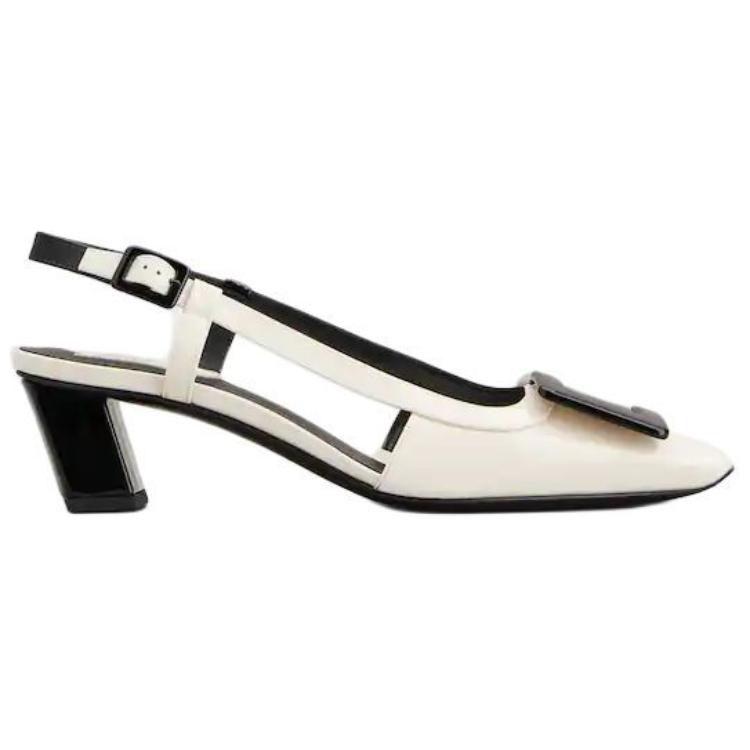 Бель Вивье Туфли на каблуке 4,5 см Женские Белый Черный Roger Vivier — фото 3