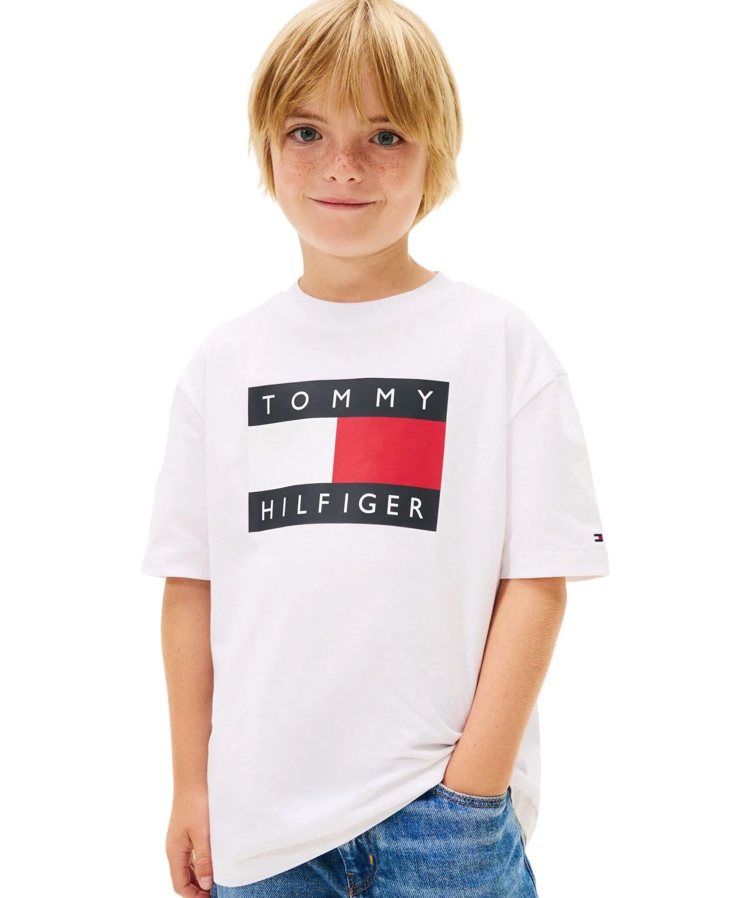 Футболка для мальчиков Tommy Hilfiger с принтом флага белая