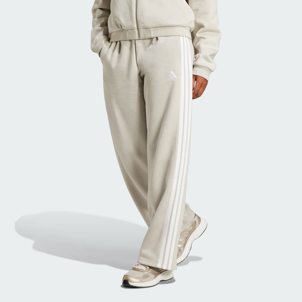 Спортивные брюки Adidas Essentials 3-Stripes Open-Hem Fleece, бежевый/белый — фото 2