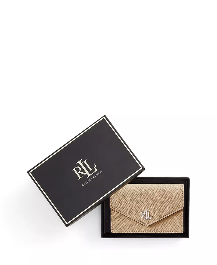 

Текстурированный кожаный картхолдер с клапаном Small Flap Lauren Ralph Lauren, коричневый/бежевый