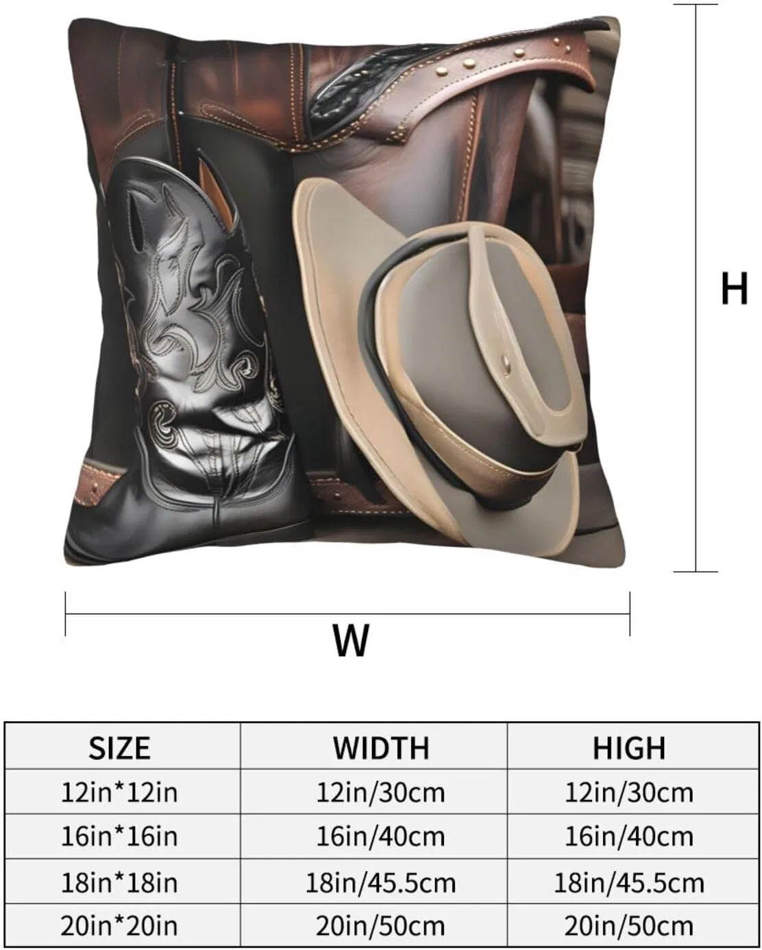 Ботинки Cowboy-Kissenbezug mit schwarzem Hut, Westernstiefel, für alle Jahreszeiten, 40,6 x 40,6 cm, weich und bequem, geeignet für Auto, Sofa YYHHAOFA, Black — фото 3