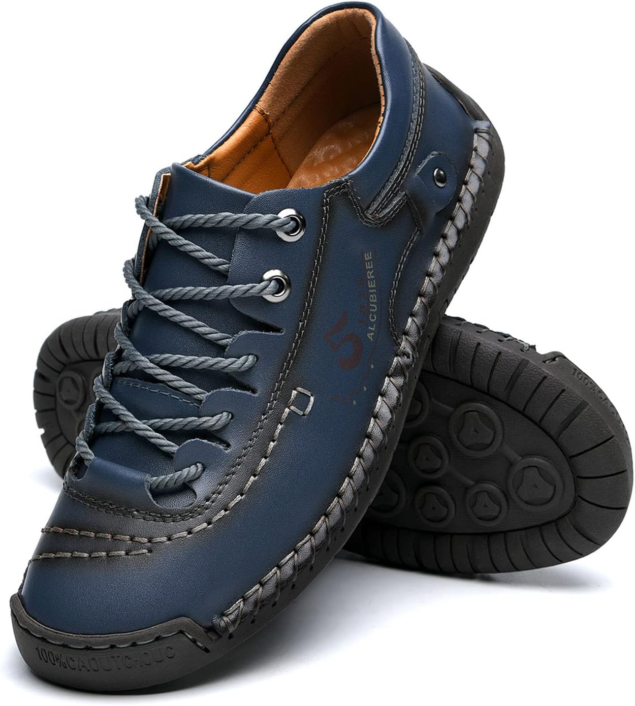 

Мужские кожаные повседневные туфли alcubieree, удобные модные кроссовки, лоферы, легкие туфли для ходьбы, вождения и делового стиля (Размер 7.5-13), синий